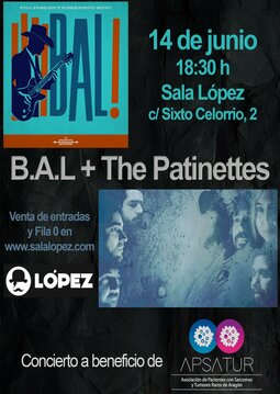 Concierto solidario APSATUR ARAGÓN con B.A.L + The Patinette's