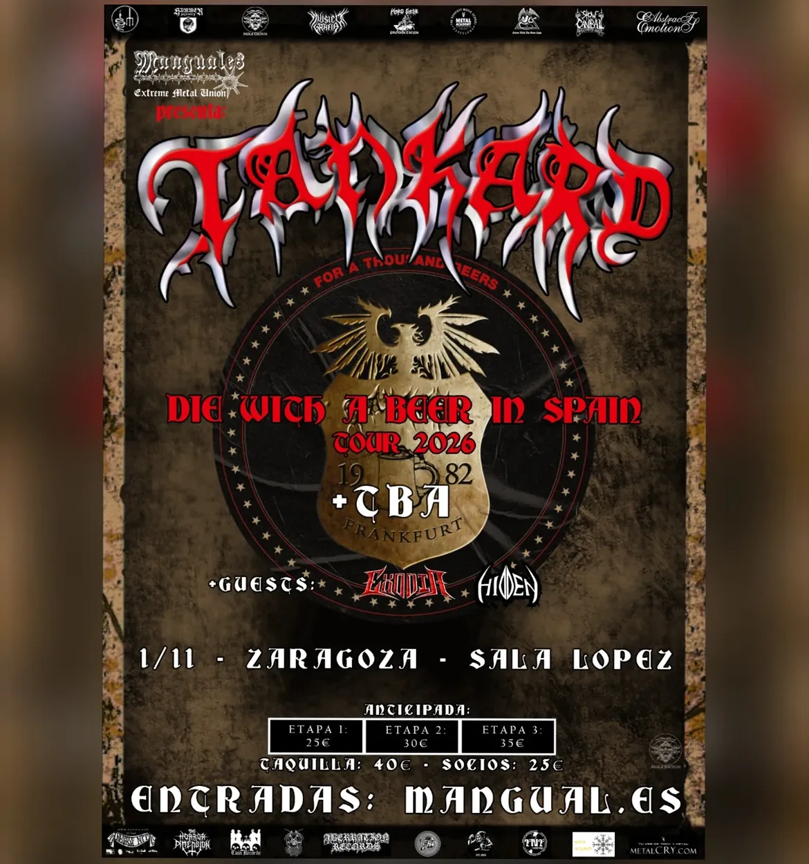 TANKARD + tba + Exodia + Hidden (Zaragoza)